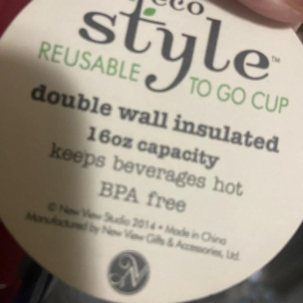 NWT Eco Style Reusable To Go Cup 16 Oz Double Wall Bpa Free penguin T29